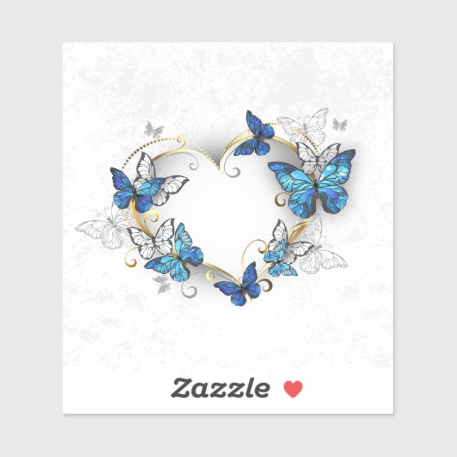 Adesivo Jewelry Heart with Butterflies Morpho (Folha)