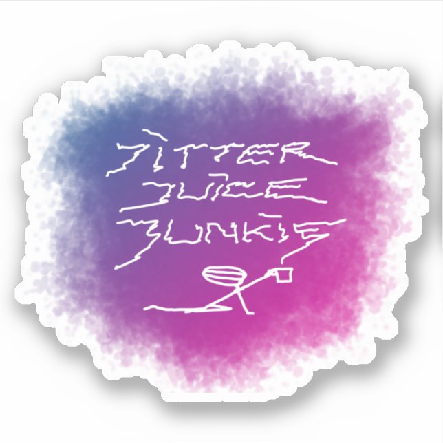 Adesivo Jitter Juice Junkie - arte transparente do café. (Frente)