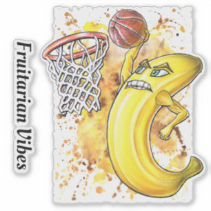 Adesivo Jogador de basquetebol Fruitário Slam Dunk Banana