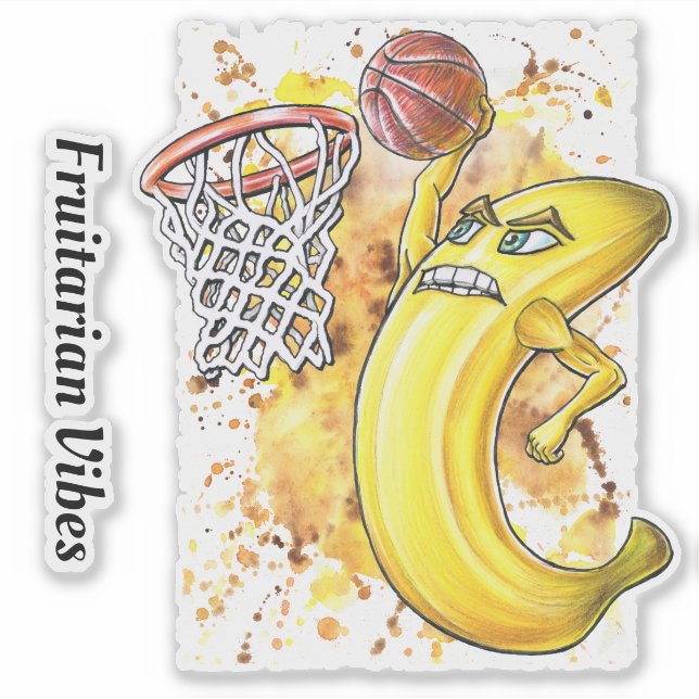 Adesivo Jogador de basquetebol Fruitário Slam Dunk Banana (Frente)
