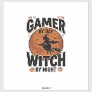 Adesivo Jogador De Dia Bruxa De Noite Design De Jogo Vinta