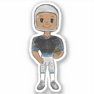 Adesivo jogador de futebol retrô vintage azul preto simple