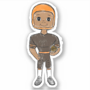 Adesivo jogador de futebol retrô vintage marrom laranja si