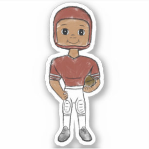 Adesivo jogador de futebol retrô vintage marrom vermelho s