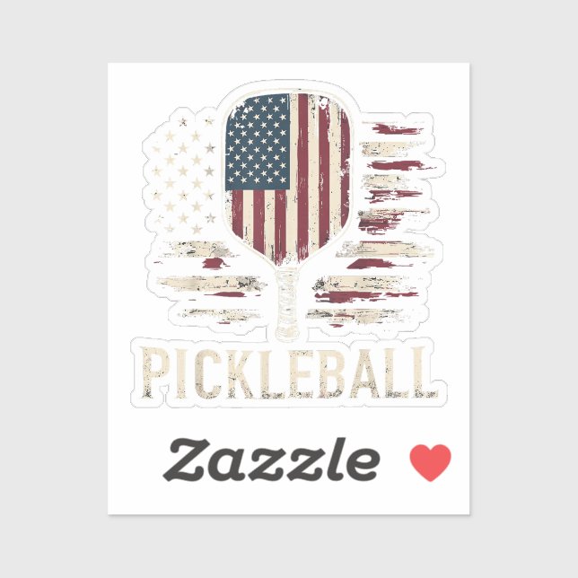 Adesivo Jogador de Pickleball Bandeira dos EUA Retro Paddl (Folha)