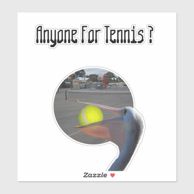 Adesivo Jogador de Tênis pelicano engraçado, (Folha)