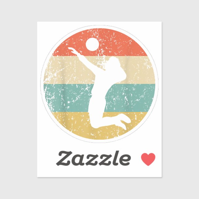 Adesivo Jogador de Voleibol Retro Vintage (Folha)