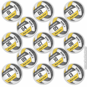 Adesivo jogadores de vôlei de ouro preto-de-cinza nomeiam