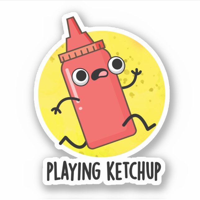 Adesivo Jogando Ketchup Engraçada Molho Pun (Frente)