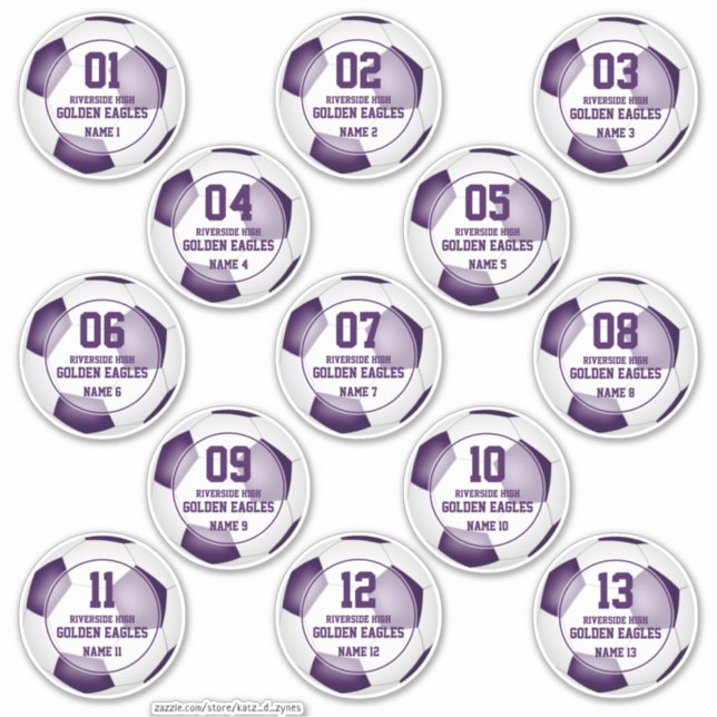 Adesivo jogo de 13 jogadoras brancas roxas (Frente)