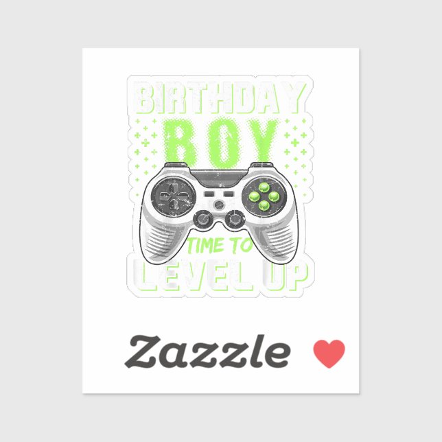 Adesivo Jogo de Vídeo do Birthday Boy Level Up (Folha)