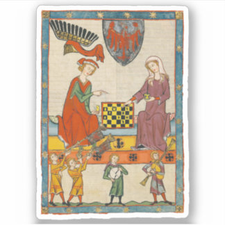 Adesivo Jogo de Xadrez do Codex Manesse do século XIV