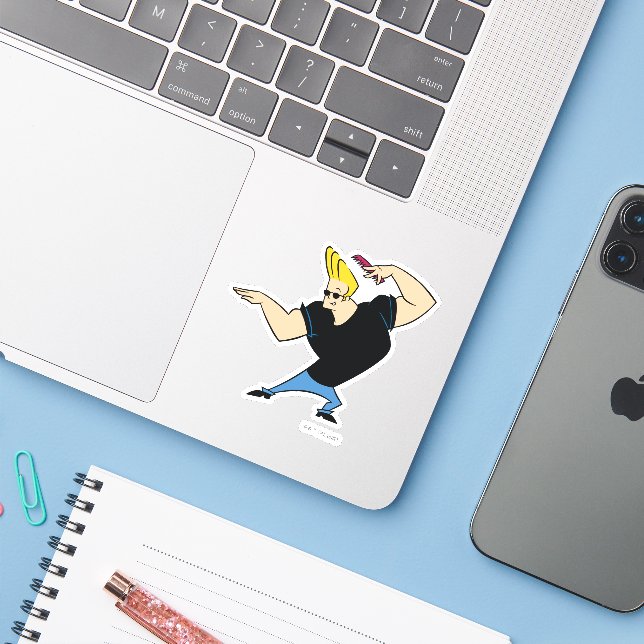 Adesivo Johnny Bravo Combing Hair (Notebook com iPhone)