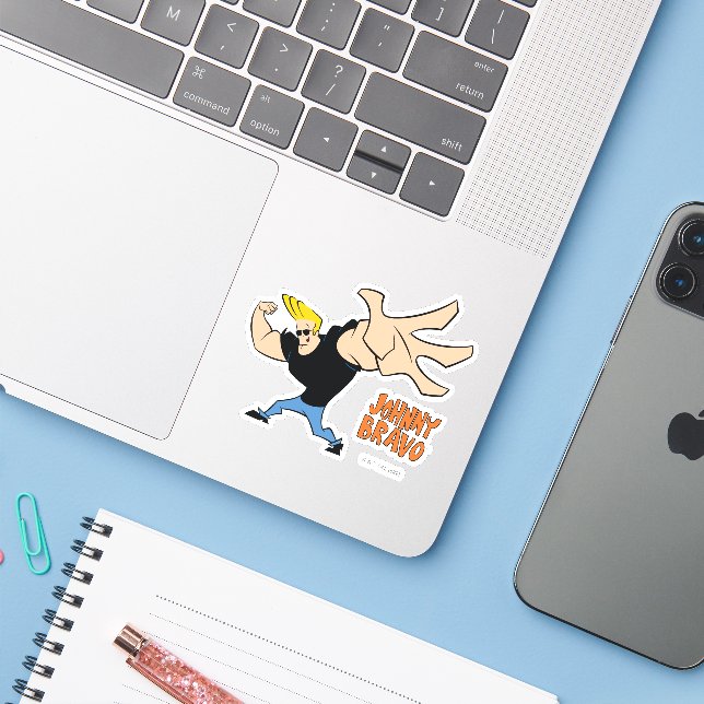 Adesivo Johnny Bravo Iconic Pose (Notebook com iPhone)