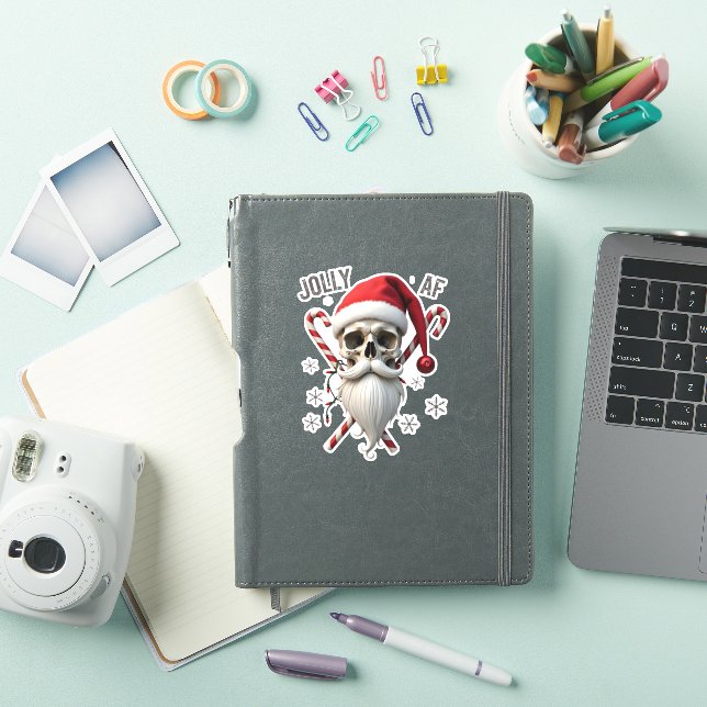 Adesivo Jolly Af Christmas Skull Santa Hat Happy Xmas Holi (Capa para iPad)