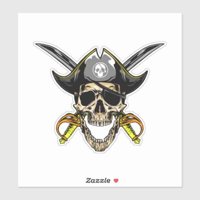 Adesivo Jolly Roger Crânio pirata (Folha)