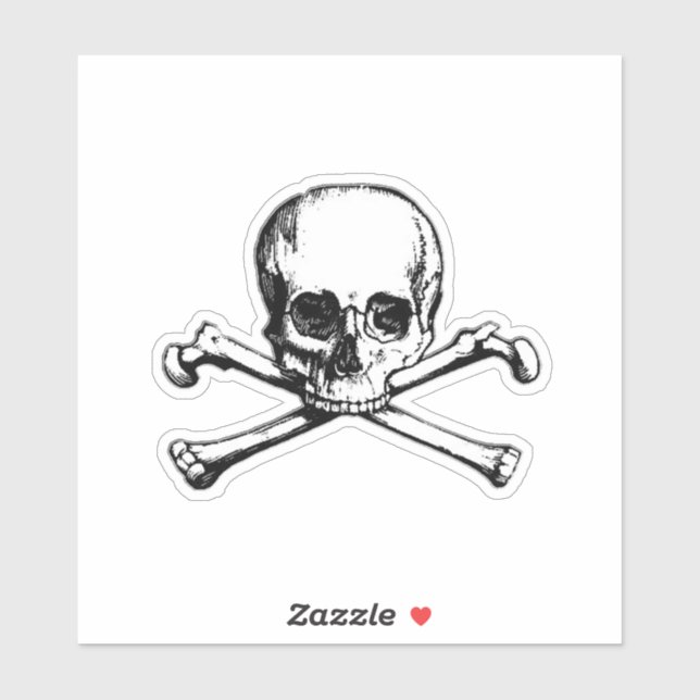 Adesivo Jolly Roger Skull e Cross Bones Pirate (Folha)