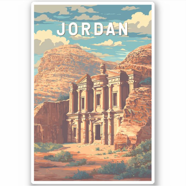 Adesivo Jordan Illustration Travel Art Vintage (Frente)