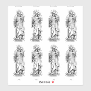 Adesivo José com Criança Jesus Preto e Branco