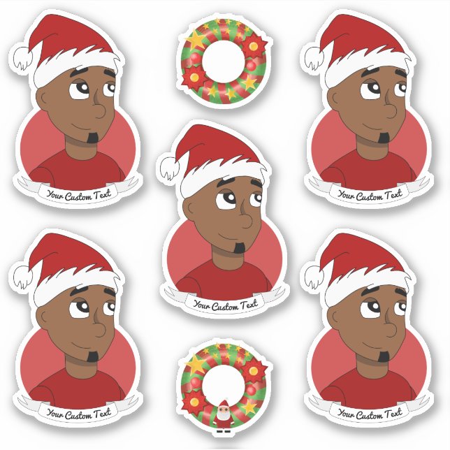 Adesivo Jovem negro de cartografia de Natal Sticker (Frente)