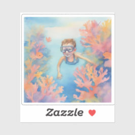 Adesivo Jovem snorkeler aproveitando o recife