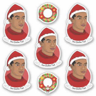 Adesivo Jovens afro-americanos com desenho animado de Sant