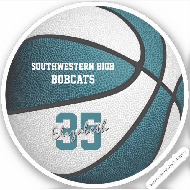 Adesivo Jovens jogadores de basquetebol branco em Teal (Frente)