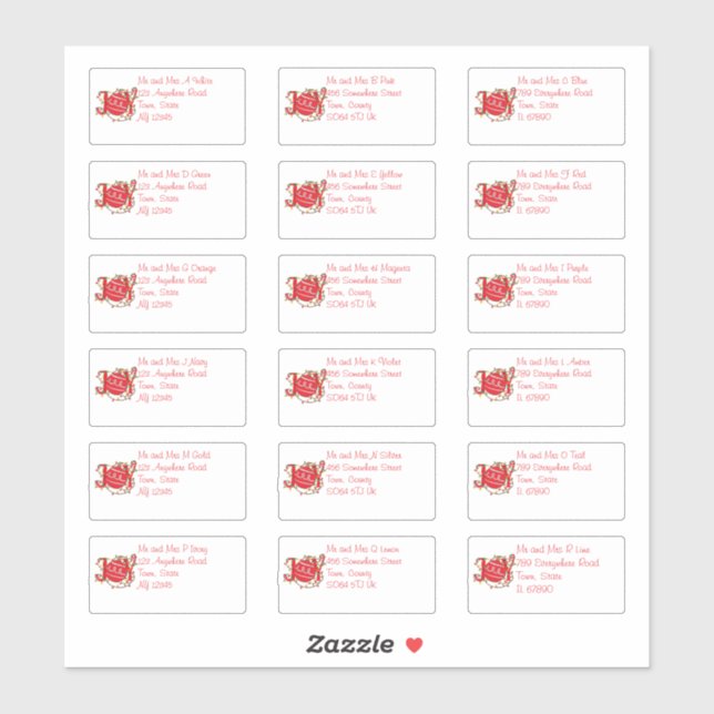 Adesivo Joy Bauble Nome e Endereço Individual de Natal (Folha)