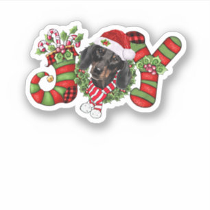 Adesivo Joy Dwarf de Natal a empatar o Dachshund Negro
