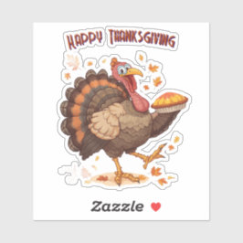 Adesivo Joyful Cartoon Turkey Thanksgiving Sticker