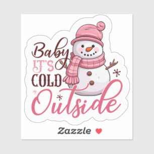 Adesivo Joyful Pink Snowman Desejando-lhe um Feliz Natal