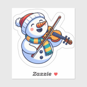Adesivo Joyful Snowman with Violin no Natal