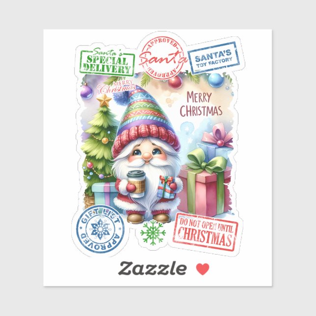 Adesivo Joyful Xmas Sticker of Papai noel Elf (Folha)