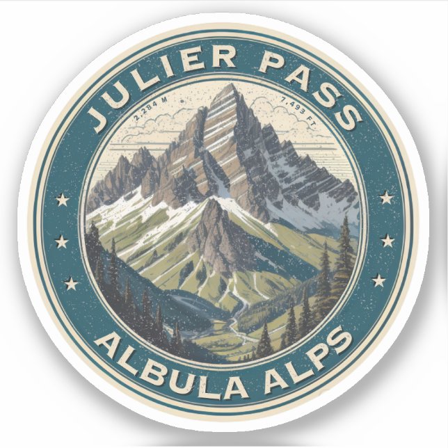 Adesivo Julier Pass, montanhas alpinas suíças, dobras de a (Frente)