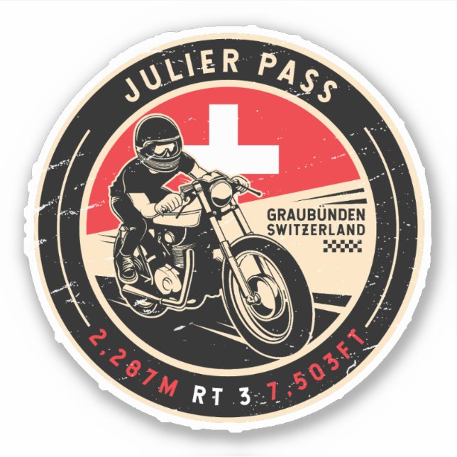 Adesivo Julier Pass | SUIÇA | Motociclos (Frente)