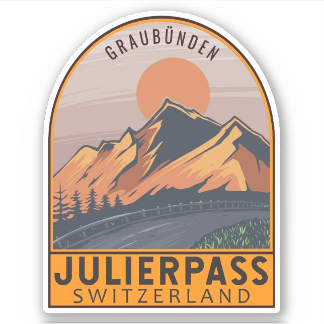 Adesivo Julier Pass Suiça Retro Viagem Emblem (Frente)