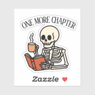 Adesivo Just One More Chapter Book Lover Bookish Skeleton 