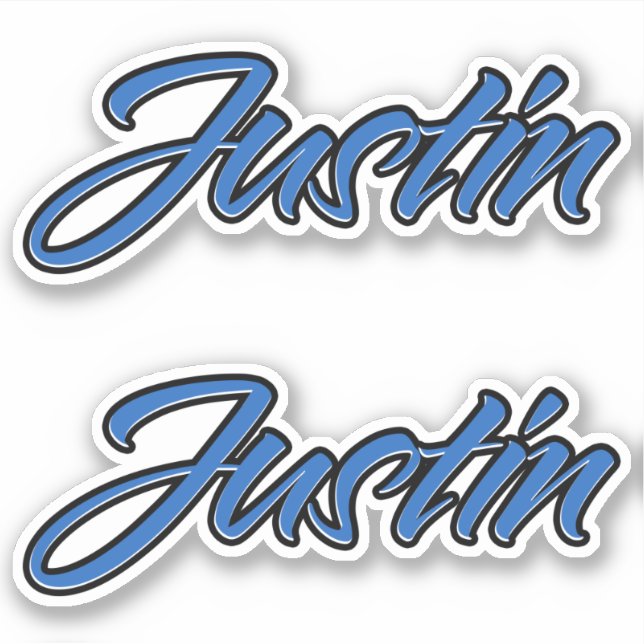Adesivo Justin Name blue Aufkleber Sticker Stickerset (Frente)