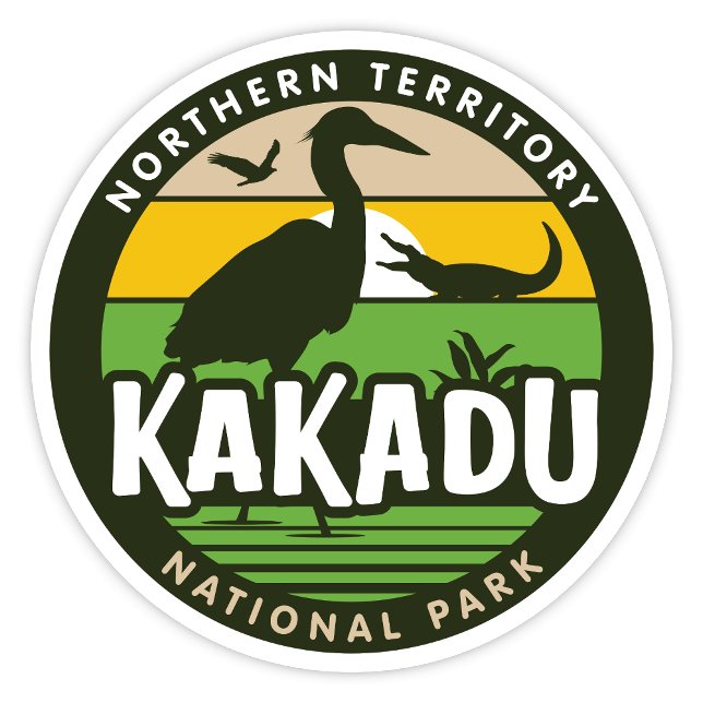 Adesivo Kakadu, Norte Território da Austrália Sticker (Kakadu National Park, Northern Territory Australia Retro Round Sticker)