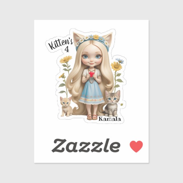 Adesivo Kamala Cats Kids Personalizado Kitten (Folha)