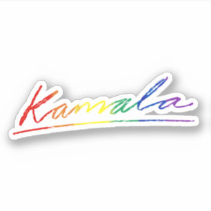 Adesivo Kamala Cursive Signature Pride Rainbow