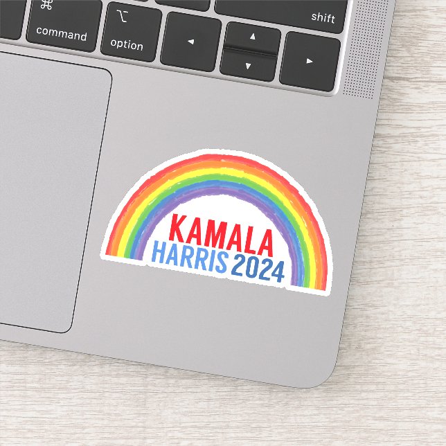 Adesivo Kamala Harris 2024 Laptop Rainbow LGBTQ (Detalhe)