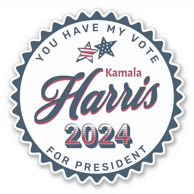 Adesivo Kamala Harris 2024 | Tem o meu voto (Frente)