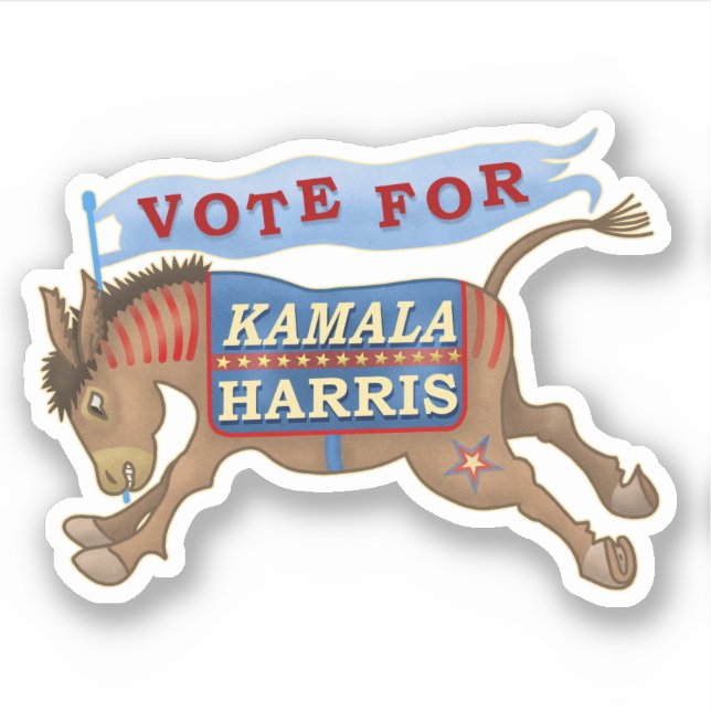 Adesivo Kamala Harris Presidente 2024 Democrata Donkey (Frente)