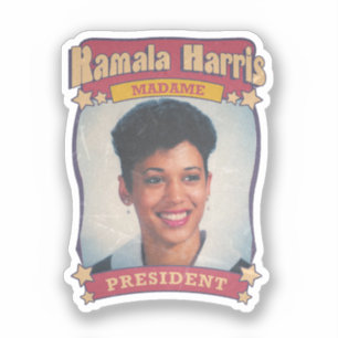 Adesivo Kamala Harris Senhora Presidente Retro Card