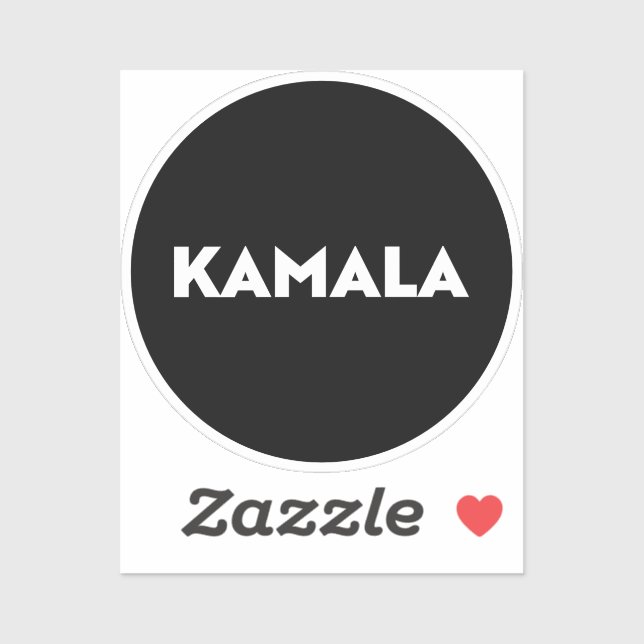 Adesivo Kamala — moderna tipografia em negrito — branco (Folha)