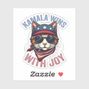 Adesivo Kamala vence com Joy Harris Walz Cat Lady Eleição