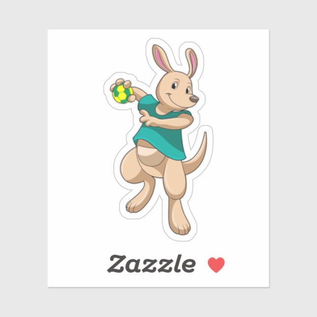 Adesivo Kangaroo como jogador de handebol com Handball (Folha)