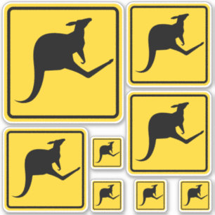 Adesivo Kangaroo Warning Sign Sticker Set