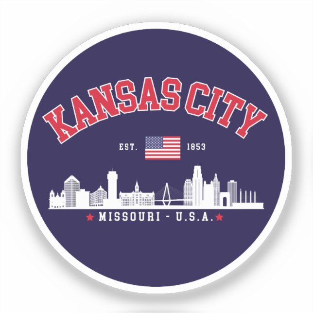 Adesivo Kansas City Vintage Skyline | Patriotic Missouri  (Frente)